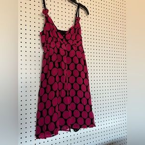 Express Black with pink polka dots baby doll mini dress
